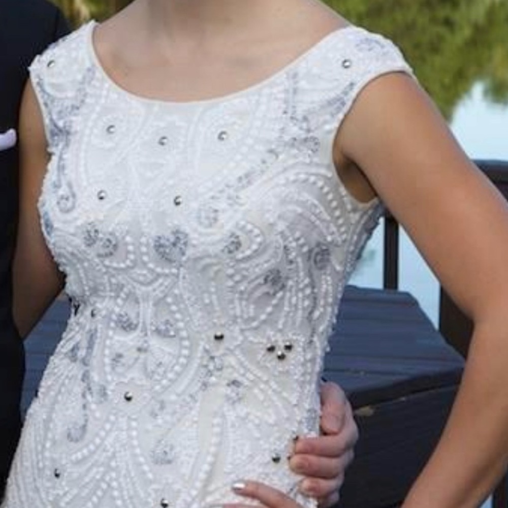 White beaded formal dress